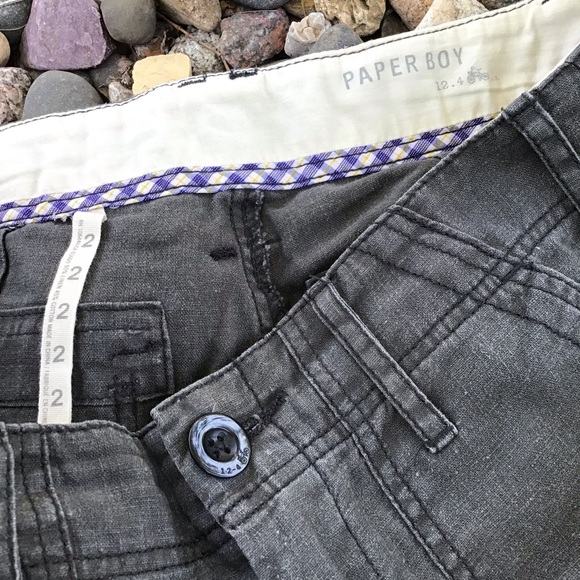 anthropologie PAPER BOY dark gray linen shorts 2 - Picture 3 of 5